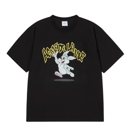 [ADLV] Cartoon Chinchilla Short Sleeve T-Shirt Black